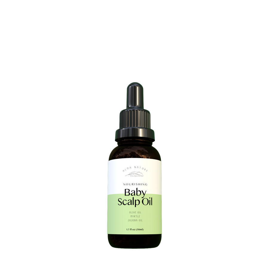 Bottle of Baby Scalp Oil with a dropper