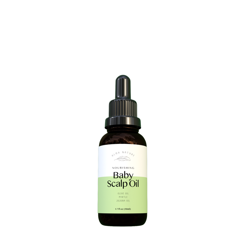 Bottle of Baby Scalp Oil with a dropper
