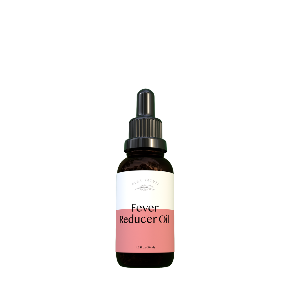 Bottle of Fever Reducer oil with a dropper