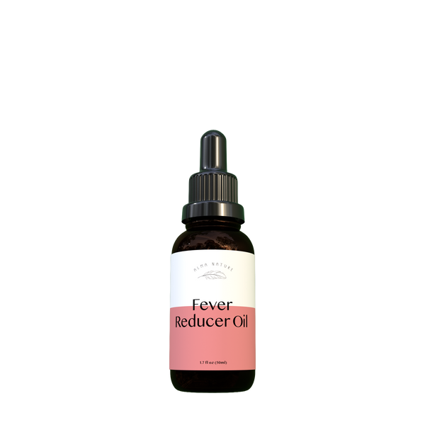 Bottle of Fever Reducer oil with a dropper